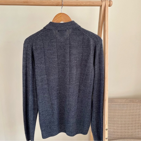 Vintage Checkered Grid Polo Neck Collared Henley Sweater in Charcoal - Picture 4 of 4